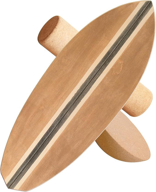 Wooden Balance Board with Cork Roller, 31.5 x 11.8 inch Board, Training Balance Trainer