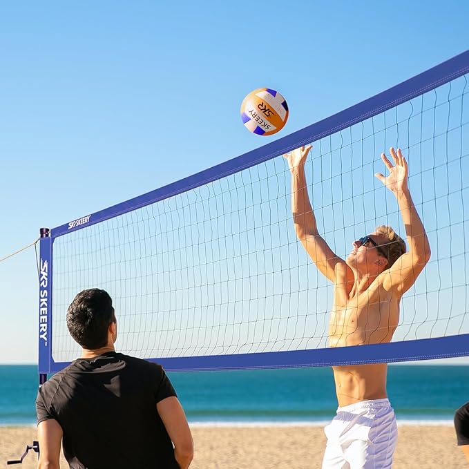Outdoor Heavy Duty Volleyball Net Set, Anti-Sag Design, Adjustable Aluminum Poles, Portable