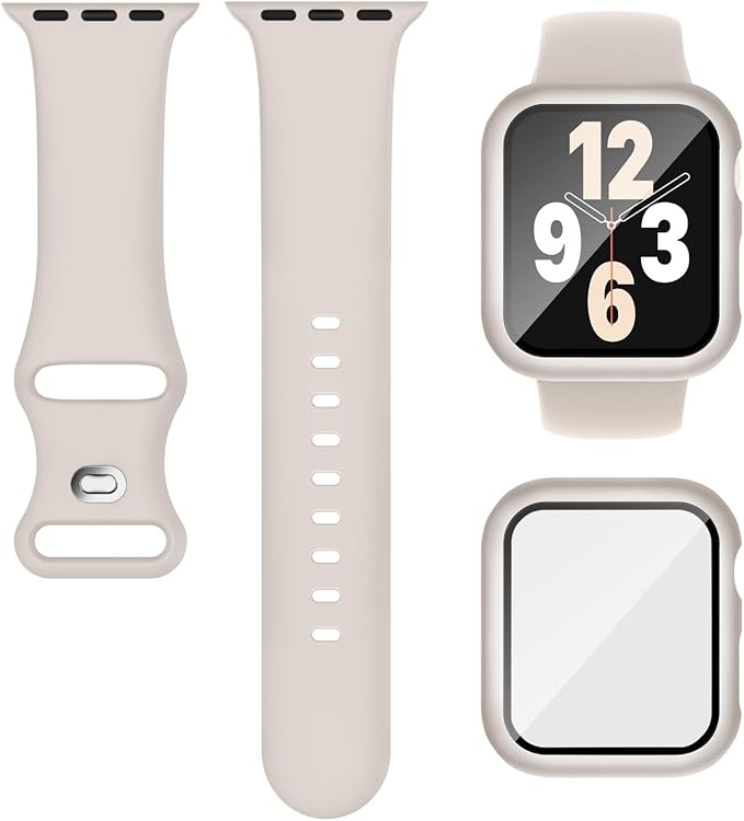 Compatible for Apple Watch Series 11 10 Band 42mm and Case with Screen Protector, Soft Silicone