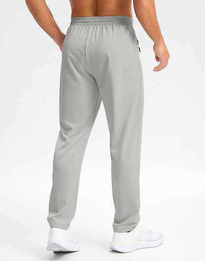Pudolla Men's Lightweight Hiking Pants Quick-Dry Outdoor Sweatpants with Zipper Pockets for Casual