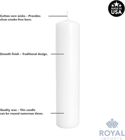 Royal Imports Pillar Candles White Unscented Premium Wax, 60 Hours Burning for Wedding, Spa, Party