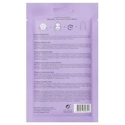 Leaders Insolution Wrinkle Tox Skin Clinic Mask | Adenosine-Infused Anti-Aging Facial Sheet for
