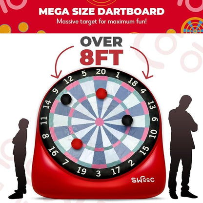 SWOOC Games - XL Giant Kick Darts (Over 8ft Tall) with 15+ Games Included - Jumbo Soccer Darts