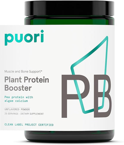Puori Vegan Plant Protein Enhancer Powder - 25 Servings - Neutral Flavor Pea Protein with Algae