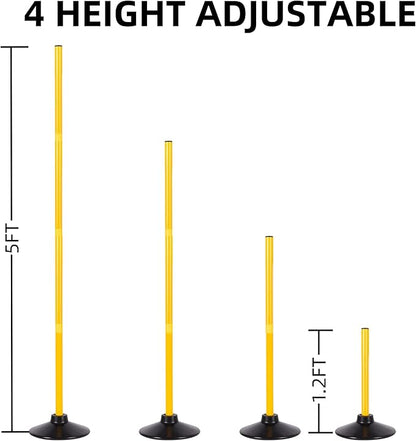 5 FT Agility Training Poles for Soccer/Dog/Horse,Adjustable Football Basketball Speed and Agility