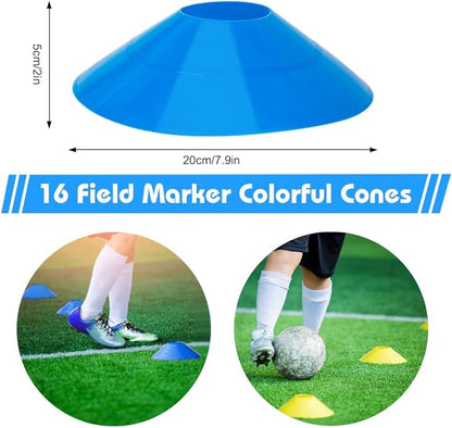 Soccer Speed Agility Training Set - 20FT Agility Ladder 12/16 Sports Cones and Soccer Kick Trainer