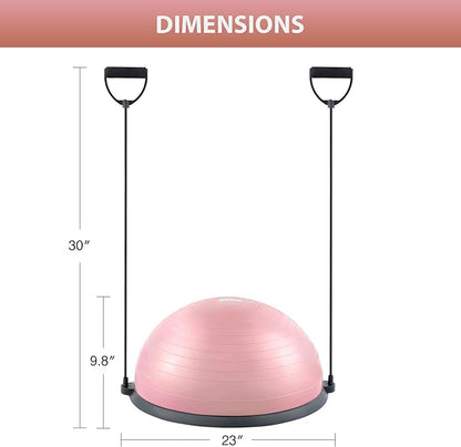 ZELUS Balance Ball Trainer with Resistance Bands and Foot Pump, Inflatable Yoga Ball for Home Gym
