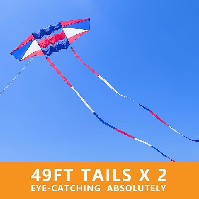 Beach Kites for Adults Large with Long Tail, 98 inches Super Easy Flyer 3D Rainbow Box Kites, Comes