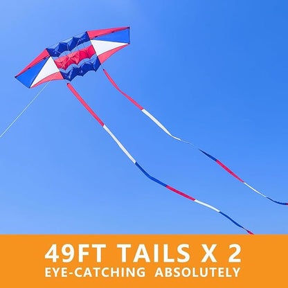 Beach Kites for Adults Large with Long Tail, 98 inches Super Easy Flyer 3D Rainbow Box Kites, Comes