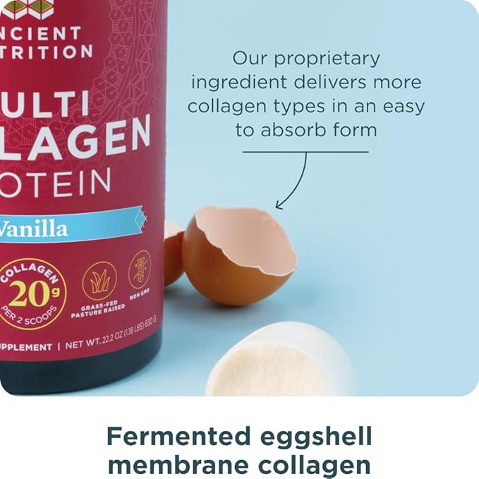 Collagen Powder Protein by Ancient Nutrition, Multi Collagen Vanilla Protein Powder, 45 Servings