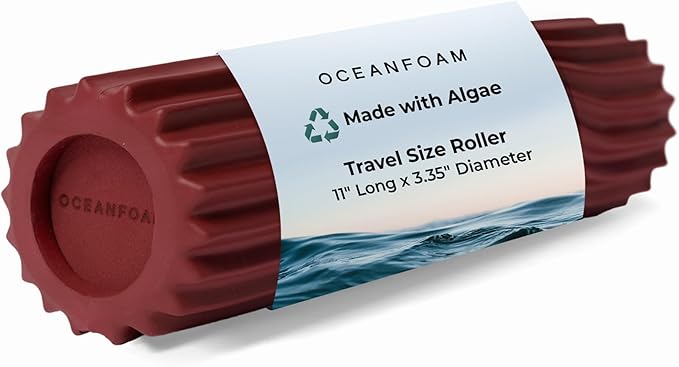 Oceanfoam Ripple Travel Foam Roller (11" x 3.35") Firm Mini Foam Roller for Physical Therapy, Deep