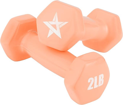 Yes4All Vinyl Hexagon Dumbbell - Dumbbells Set of 2 Hand Weights for Home Gym & Strength Training