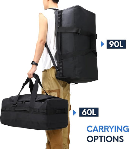 Haimont Travel Duffel Backpack Bag 60L for Men Large Sports Duffle Bags with Backpack Straps for