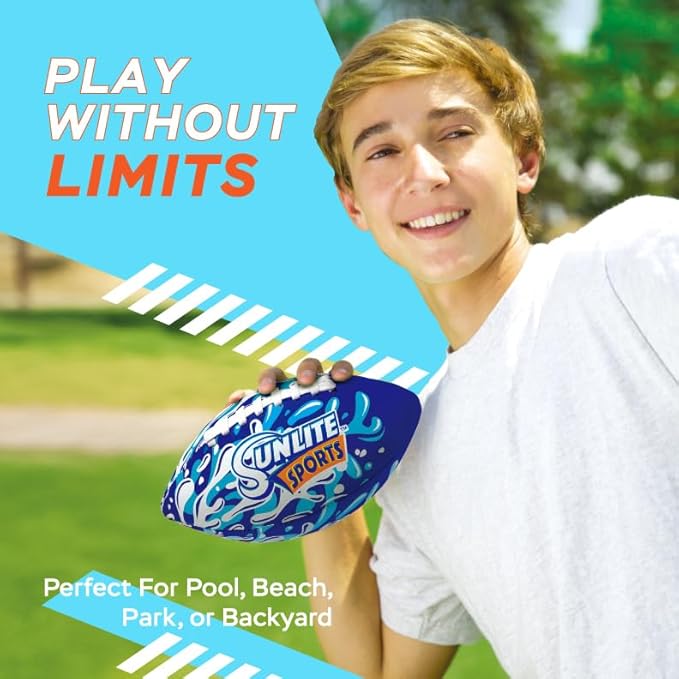 Sunlite Sports Waterproof Football for Lawn Backyard Pool Beach Lake Park Water Toy, Outdoor Play