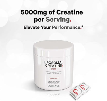 Codeage Liposomal Creatine Powder Supplement, Pure Creatine Monohydrate 5000mg, Pre Workout & Post
