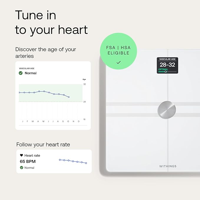 WITHINGS Smart Scales for Body Weight, FSA or HSA Eligible, Body Analysis, Fat Content, Muscle