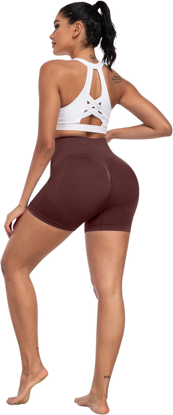 CHRLEISURE Women's 4 Packs Workout Gym Shorts, High Waisted Butt Lifting Scrunch Butt Seamless