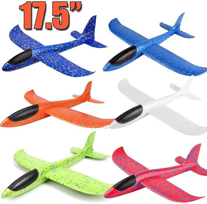 BooTaa 6 Pack Airplane Toys, 17.5" Large Throwing Foam Plane, 2 Flight Mode Foam Gliders, Birthday