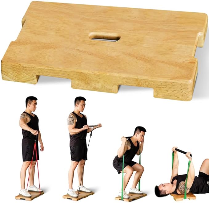 Wood Fitness Board, Exercise Platform or Wooden exercise board for resistance band exercises