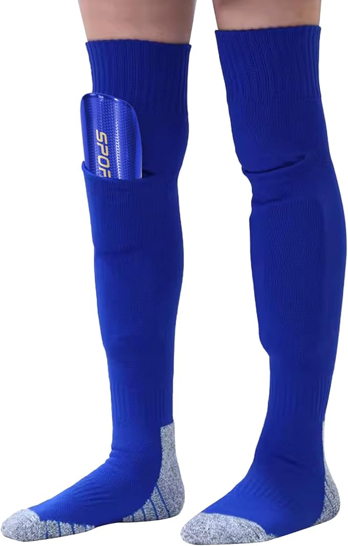 Youth Soccer Shin Guard Socks, Built-in Protective Pads, Kids Knee High Football Athletic Team
