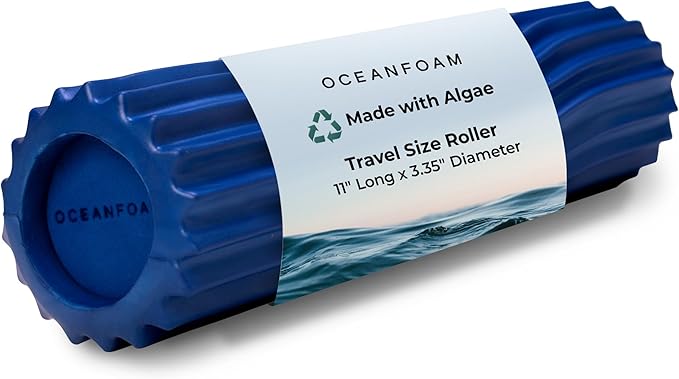 Oceanfoam Ripple Travel Foam Roller (11" x 3.35") Firm Mini Foam Roller for Physical Therapy, Deep