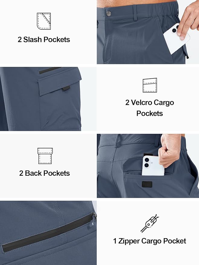 NORTHYARD Men's Cargo Hiking Shorts 9" Lightweight Outdoor Tactical Work Camping Sport Golf Casual