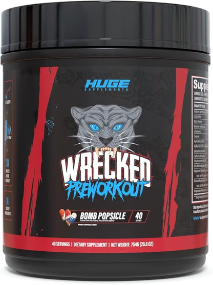 Wrecked Pre Workout Powder, Advanced Formula, Boosts Energy, Focus, Pumps & Performance, 10g