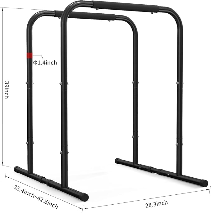 leikefitness Pull Up Dip Station Strength Training Dip Stands Station Tricep Dips Push-Ups For Home