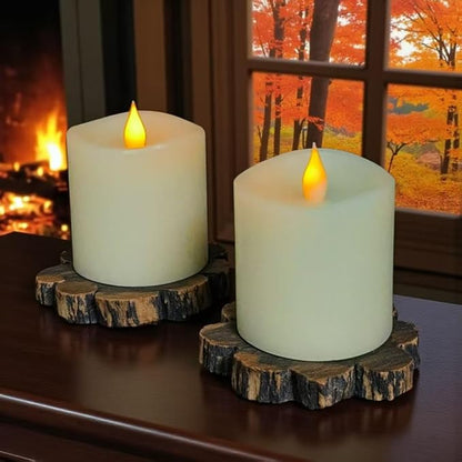 3x3 Flickering Flameless Candles Set of 2,3 inch Real Wax LED 600 Hours Battery Candles with Timer