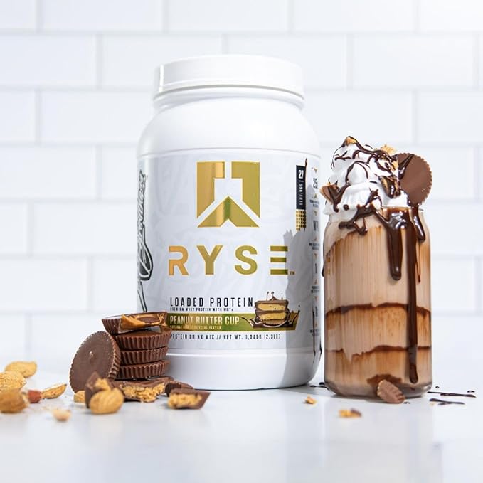 RYSE Loaded Protein Powder - Peanut Butter Cup - 25g Whey Protein Isolate & Concentrate with