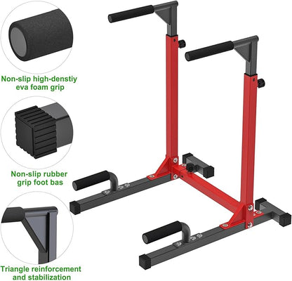 SELEWARE Heavy Duty Dip Bar, Adjustable Width & Height Dip Station Home Gym Fitness Equipment