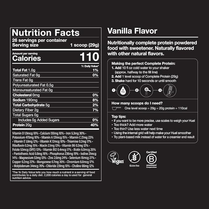 Huel Vegan Protein Powder | Vanilla | Complete Nutrition | 20g Protein Powder | 100% Plant-Based |