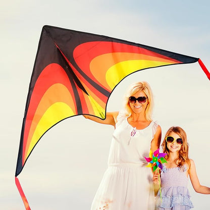 Red Large Delta Kite Flying Toys for Kids & Adults Easy to Fly，Kites Handle Line Outdoor Sports