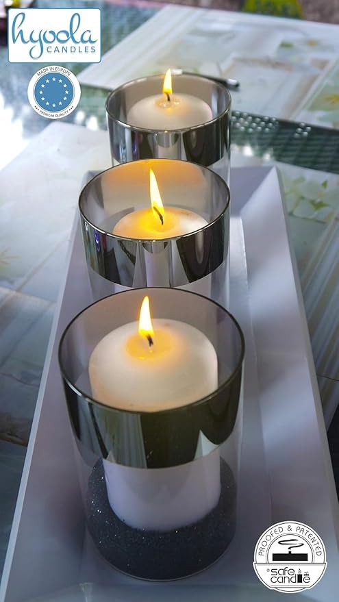 HYOOLA White Pillar Candles 2x3 Inch - 12 Pack Unscented Bulk Pillar Candles - European Made