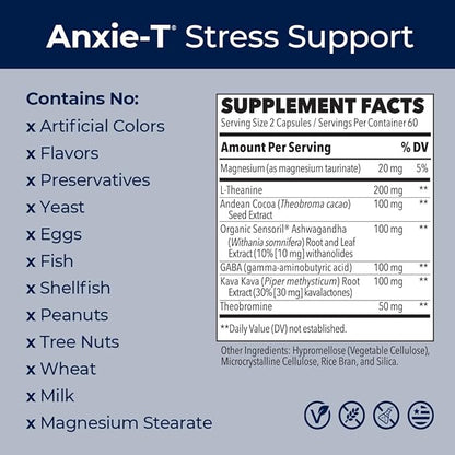 Anxie-T - Stress Relief Supplement - Supports Mood & Mental Focus - Feel Calm and Relaxed - Eases