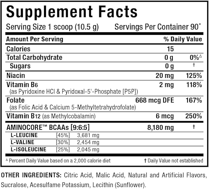 ALLMAX Nutrition AMINOCORE BCAA, Blue Raspberry - 945 g Powder - 8.18 Grams of Branched Chain Amin