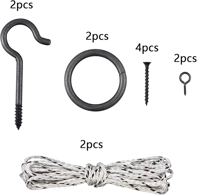 2 Set Hook and Ring Toss Game Hardware Set,Include Nylon String,Mounting Screws,Ring and Iron Hook