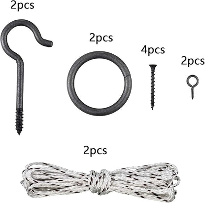 2 Set Hook and Ring Toss Game Hardware Set,Include Nylon String,Mounting Screws,Ring and Iron Hook