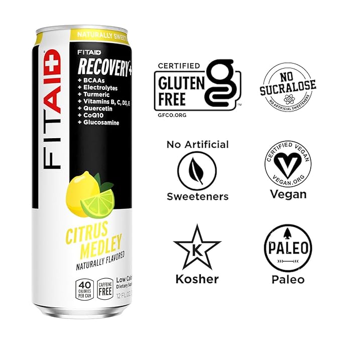 FITAID Recovery Blend, BCAAs, Vitamin B6, B12, Glucosamine, Electrolytes, 100% Clean, Paleo