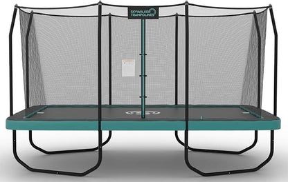 SKYWALKER TRAMPOLINES 12 FT 15 FT Round Trampoline with Safety Enclosure Net, 9 x 15 FT Rectangle