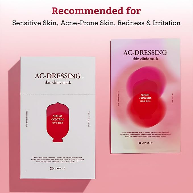 LEADERS AC-Dressing Skin Clinic Mask ??Soothing and Calming Sheet Mask for Sensitive, Acne-Prone