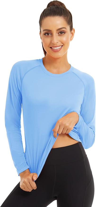MAGCOMSEN Women's 2 Pack Long Sleeve Shirts UPF 50+ Sun Protection Quick Dry Swim Shirt for Rash