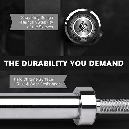 LIONSCOOL 7FT Olympic Barbell for Weightlifting, Power Lifting, 2 Inch Strength Training Bar for