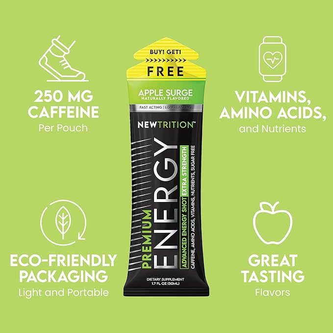 NewTrition® Extra Strength Energy Shots, 250mg Caffeine Energy Shots with Vitamin B & Amino Acids