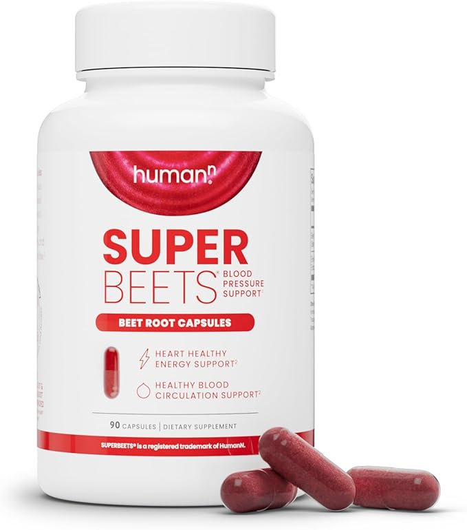 HumanN SuperBeets Beet Root Capsules Quick Release 1000mg, Helps Support Nitric Oxide Production