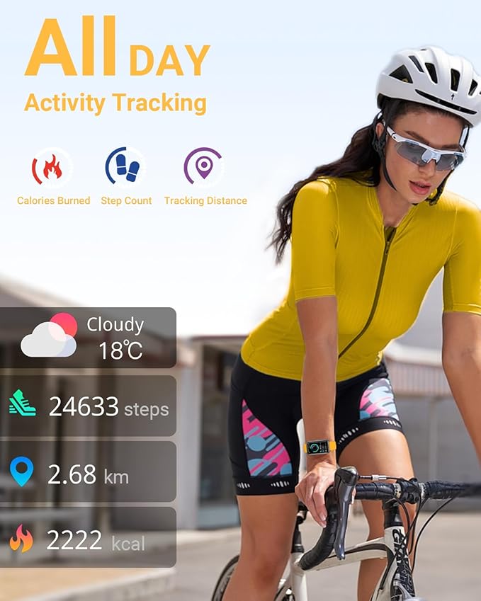 Health Fitness Tracker with 24/7 Heart Rate, Blood Oxygen, Blood Pressure, Sleep Tracker, 5ATM