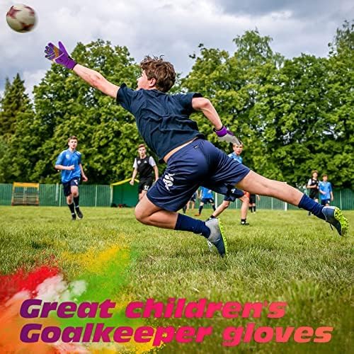 Sportout Kids Goalkeeper Gloves, Soccer Gloves with Double Wrist Protection and Non-Slip Wear