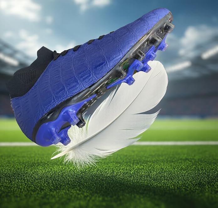 Soccer Cleats High-Top Outdoor Non-Slip Football Shoes Protection Lightweight for Firm Ground
