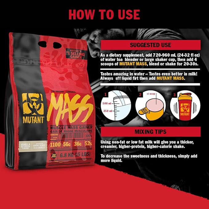 Mutant Mass Weight Gainer Protein Powder ??Build Muscle Size and Strength with 1100 Calories ??56 g