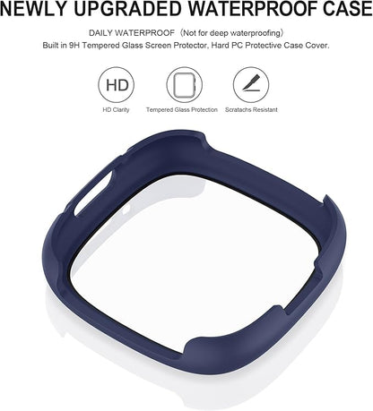 Vancle Case for Fitbit Versa 4 / Fitbit Sense 2, 4-Pack Screen Protector Tempered Glass Full Around